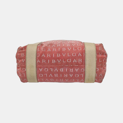 BVLGARI SOPHIA Pink Canvas Floral Handbag Single Shoulder Bag Golden hardware Sub-bag-(SKU)-949452566