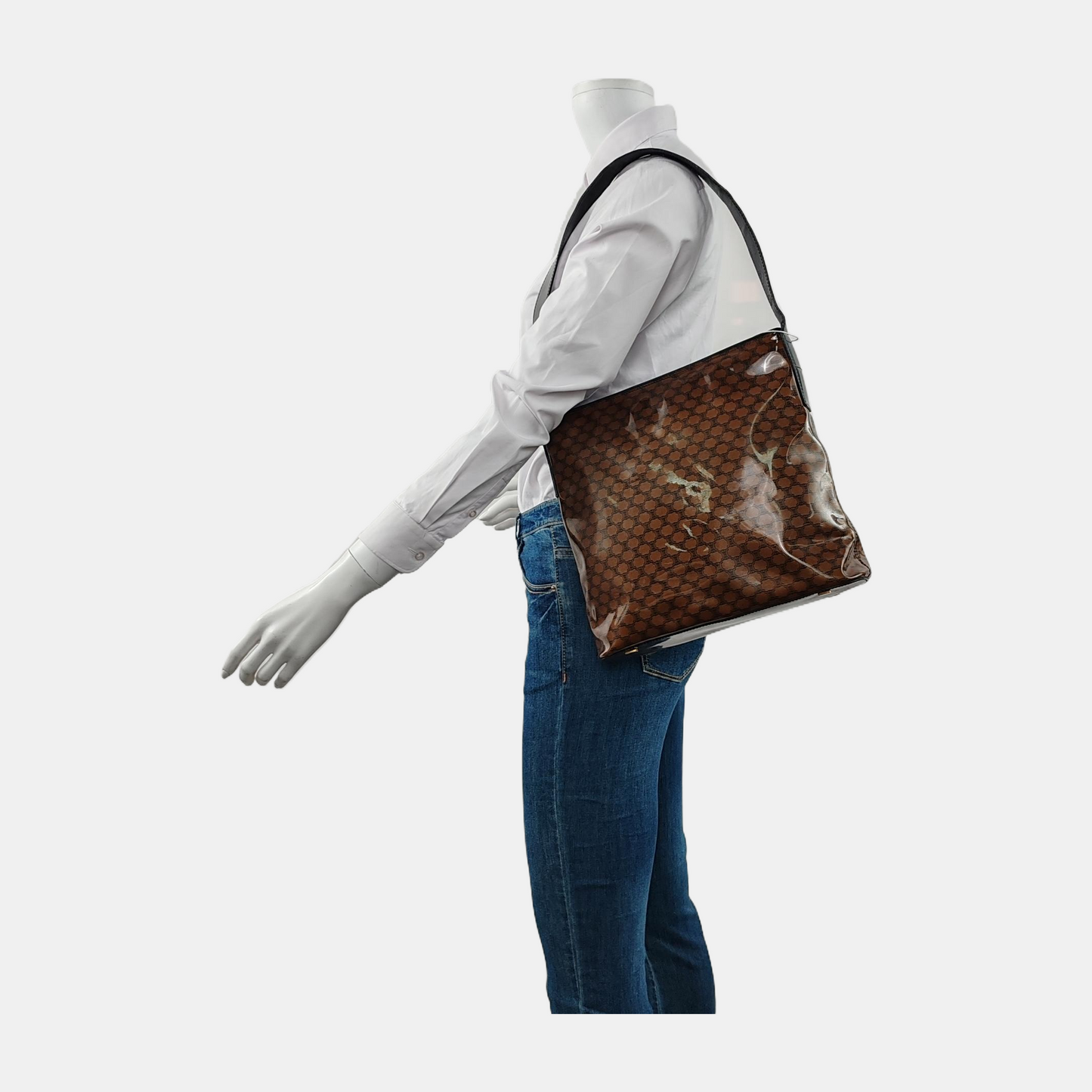 CELINE Tote bag Brown Special Material Triumphal Arch Single Shoulder Handbag Tote Golden hardware-(SKU)-949478098