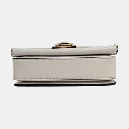 MICHAEL KORS Hendrix Extra Small White Leather Crossbody Single Shoulder Bag Golden hardware Removable shoulder strap-(SKU)-950008271