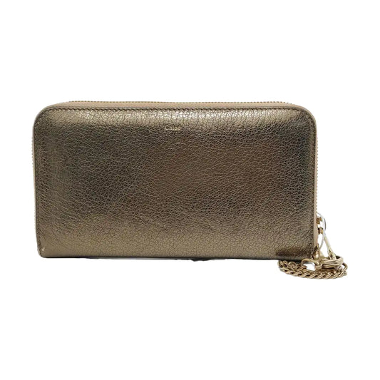 Chloé Champagne Cowhide Wallet Golden hardware-(SKU)-949892286