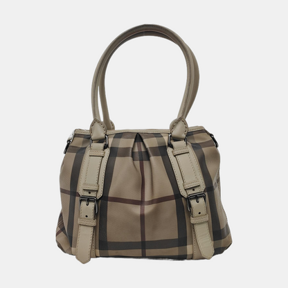 BURBERRY Northfield Small size Grey Coated Canvas Military Horse Pattern Shoulder Bag Ruthenium color hardware Removable shoulder strap-(SKU)-949857384