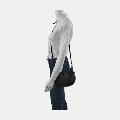 BOTTEGA VENETA Nodini Small size Black Lamb Leather Woven Crossbody Ruthenium color hardware-(SKU)-949692354