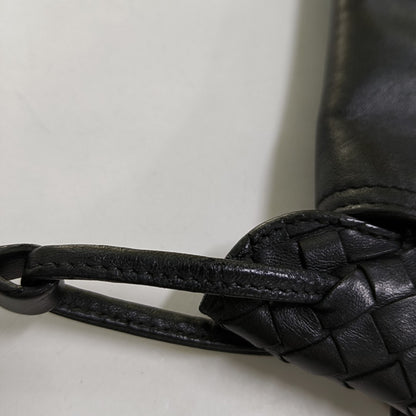 BOTTEGA VENETA Nodini Small size Black Lamb Leather Woven Crossbody Ruthenium color hardware-(SKU)-949692354