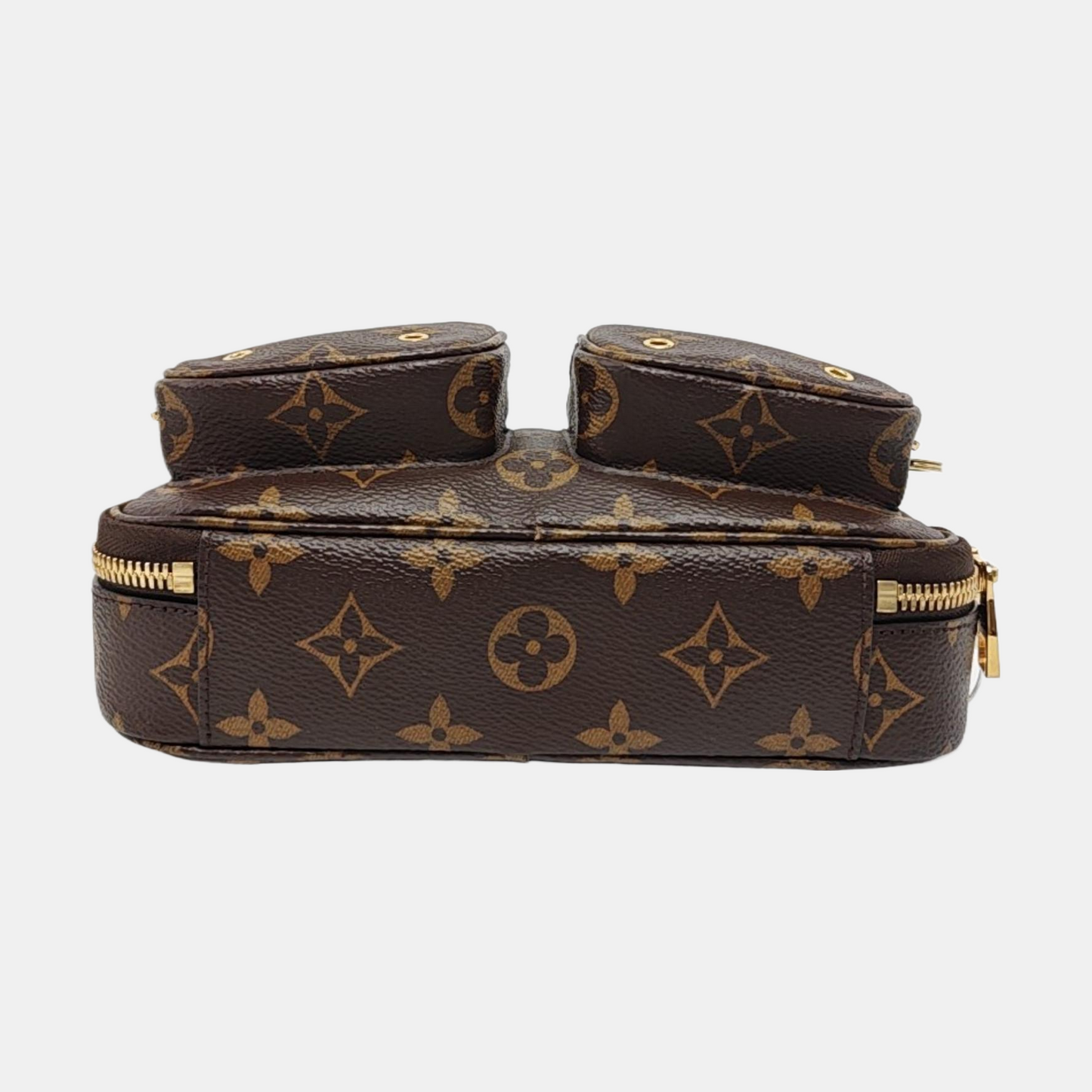 LOUIS VUITTON UTILITY Brown Coated Canvas Monogram Camera Bag Shoulder Bag Tote Bag Gold Hardware Removable Strap-(SKU)-950345496