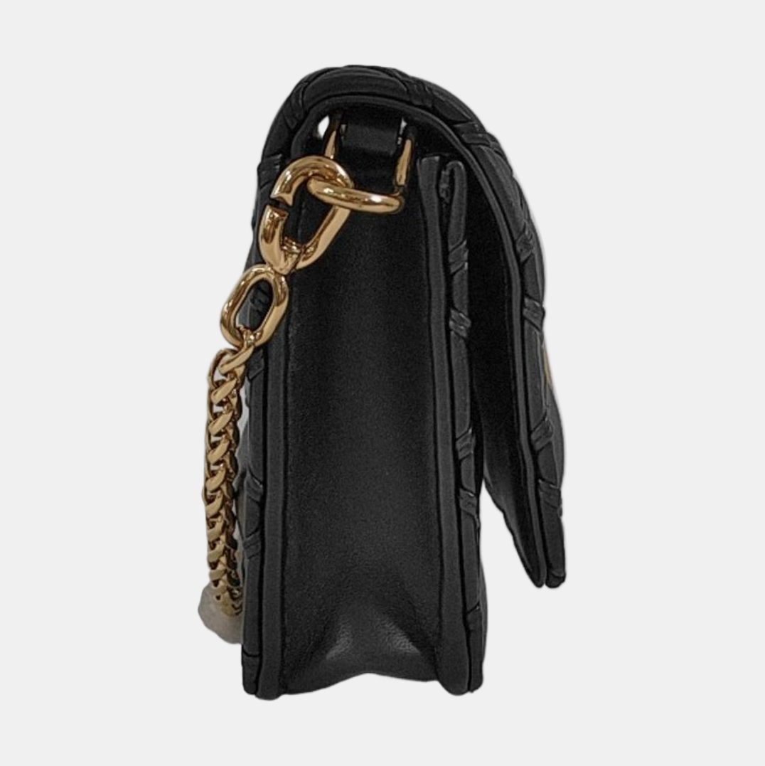 LOUIS VUITTON GO-14 Black Lamb Leather Quilted Shoulder Bag Handbag with Detachable Strap-(SKU)-950080865