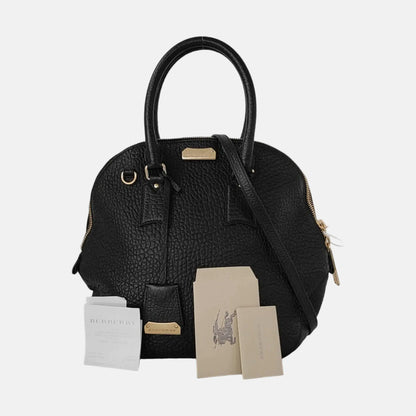 BURBERRY Clifton Black Cowhide Single Shoulder Bag Tote Bag Golden hardware Removable shoulder strap-(SKU)-950084408