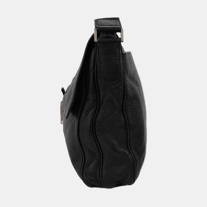 PRADA Easy Black cowhide cross-grain shoulder bag/crossbody bag Silver Hardware-(SKU)-950024216