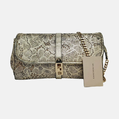 BURBERRY Champagne Leather Shoulder Bag Crossbody Golden hardware Removable shoulder strap-(SKU)-950089818