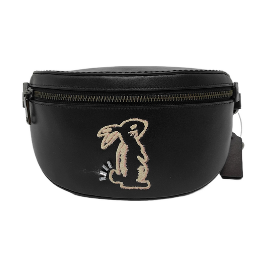 COACH Black皮革刺绣腰包腰包/胸包 Gold Black Hardware-(SKU)-950421260