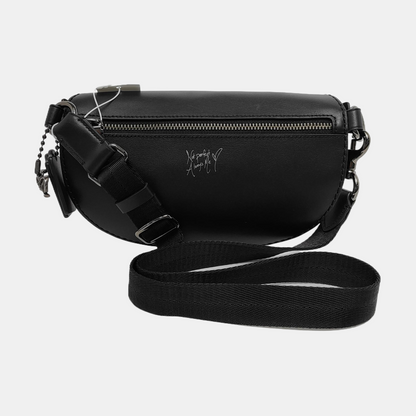 COACH Black皮革刺绣腰包腰包/胸包 Gold Black Hardware-(SKU)-950421260