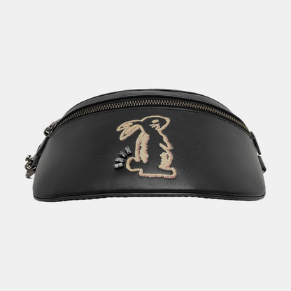 COACH Black皮革刺绣腰包腰包/胸包 Gold Black Hardware-(SKU)-950421260