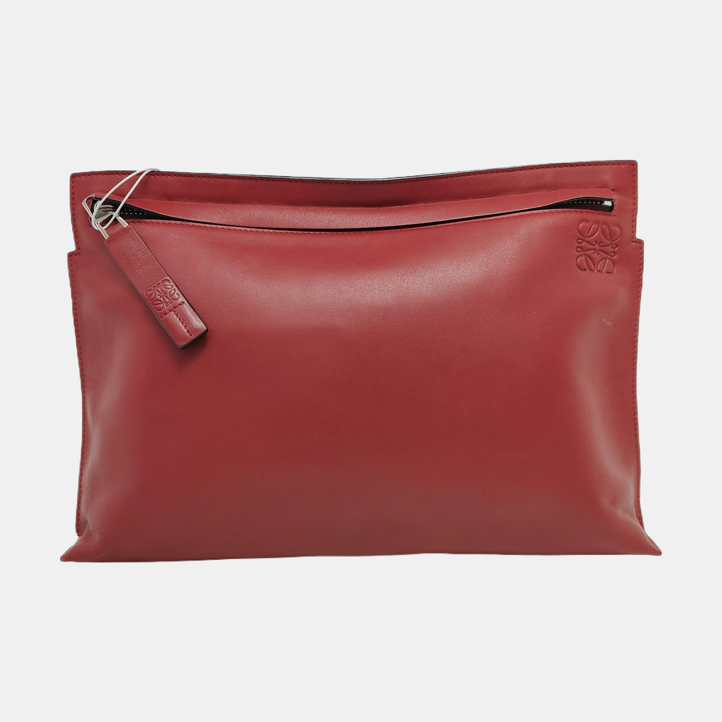 LOEWE T Pouch  Red Cowhide Handbag Silver Hardware-(SKU)-950589661
