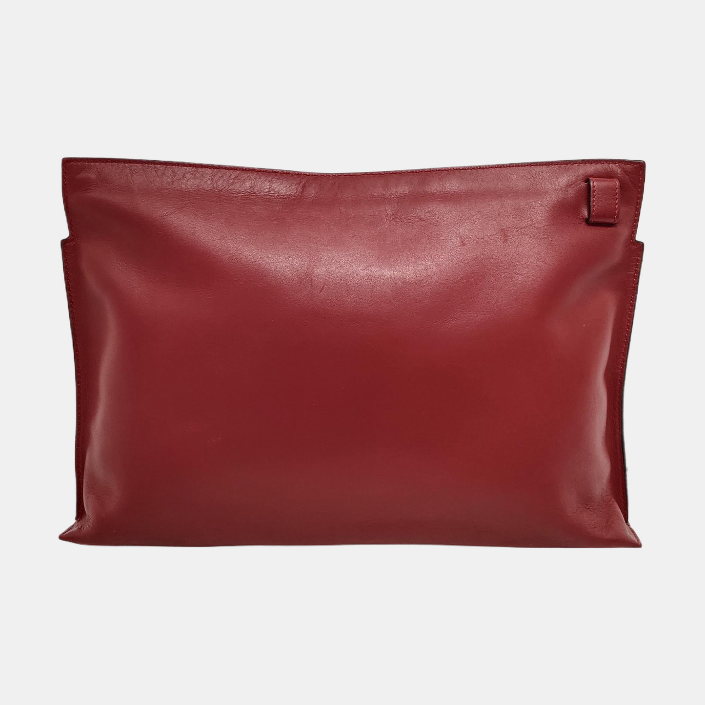 LOEWE T Pouch  Red Cowhide Handbag Silver Hardware-(SKU)-950589661