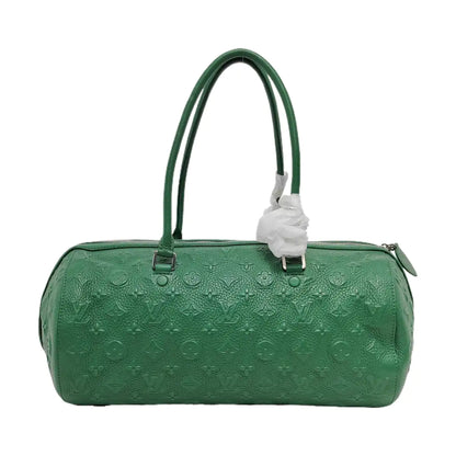 LOUIS VUITTON NEO PAPILLON Green leather monogram embossed Boston bag shoulder bag handbag crossbody bag with silver hardware and removable shoulder strap-(SKU)-950486296