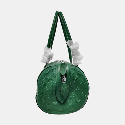LOUIS VUITTON NEO PAPILLON Green leather monogram embossed Boston bag shoulder bag handbag crossbody bag with silver hardware and removable shoulder strap-(SKU)-950486296