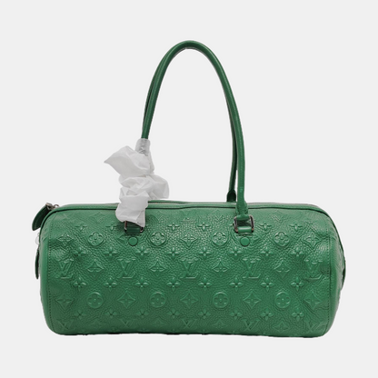 LOUIS VUITTON NEO PAPILLON Green leather monogram embossed Boston bag shoulder bag handbag crossbody bag with silver hardware and removable shoulder strap-(SKU)-950486296