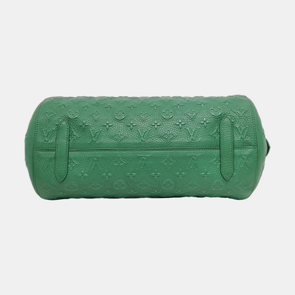 LOUIS VUITTON NEO PAPILLON Green leather monogram embossed Boston bag shoulder bag handbag crossbody bag with silver hardware and removable shoulder strap-(SKU)-950486296