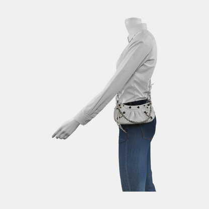 DIOR Lady D-Joy Small White Leather Printed Crossbody Bag Single Shoulder Bag with Gold Red Hardware 2 Removable Shoulder Straps-(SKU)-950358762