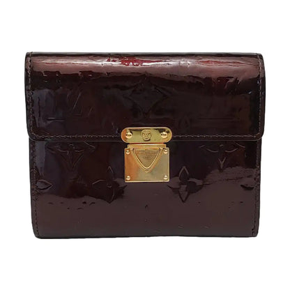 LOUIS VUITTON KOALA Burgundy patent leather vintage embossed wallet Golden hardware-(SKU)-950590623