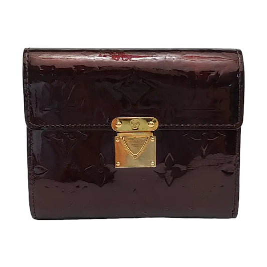 LOUIS VUITTON KOALA Burgundy patent leather vintage embossed wallet Golden hardware-(SKU)-950590623