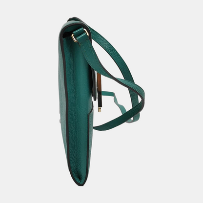 HERMÈS Cinhetic Velvet Green Chèvre Mysore Goat Leather Crossbody Shoulder Bag Golden Hardware D Removable Shoulder Strap-(SKU)-950551158