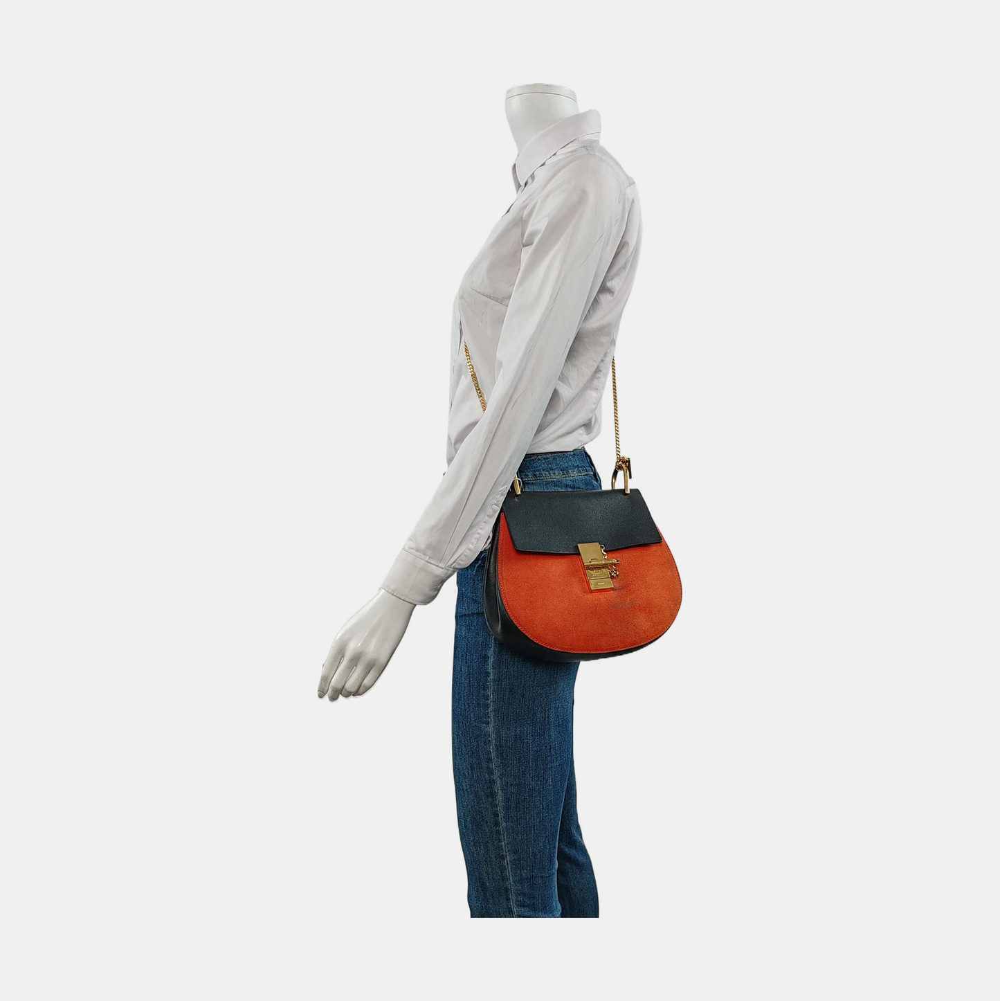 Chloé Drew Medium size Red Leather Piggy Bag Crossbody Single Shoulder Bag Golden hardware-(SKU)-950713854