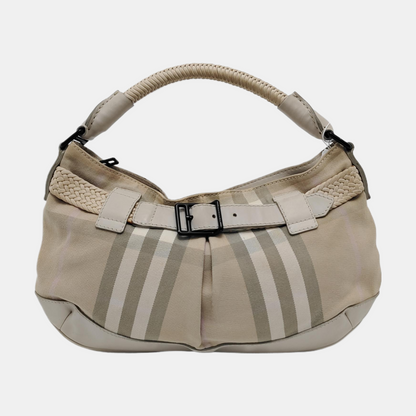 BURBERRY Beige Canvas Handbag Black hardware-(SKU)-950668456