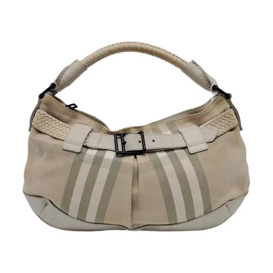 BURBERRY Beige Canvas Handbag Black hardware-(SKU)-950668456