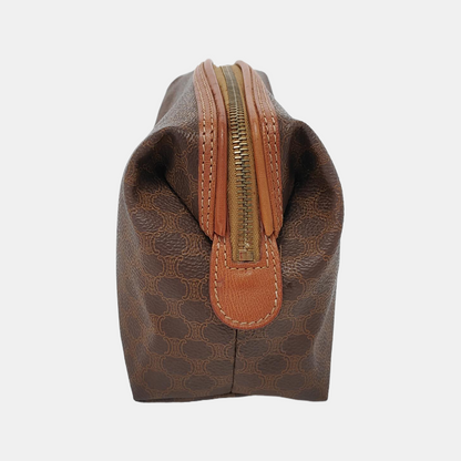 CELINE Brown Coated Canvas Triumph Clutch Golden hardware-(SKU)-950486947