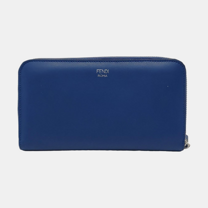 FENDI Blue Cowhide Mini Monster Wallet Silver Hardware Complete Accessories-(SKU)-950501474