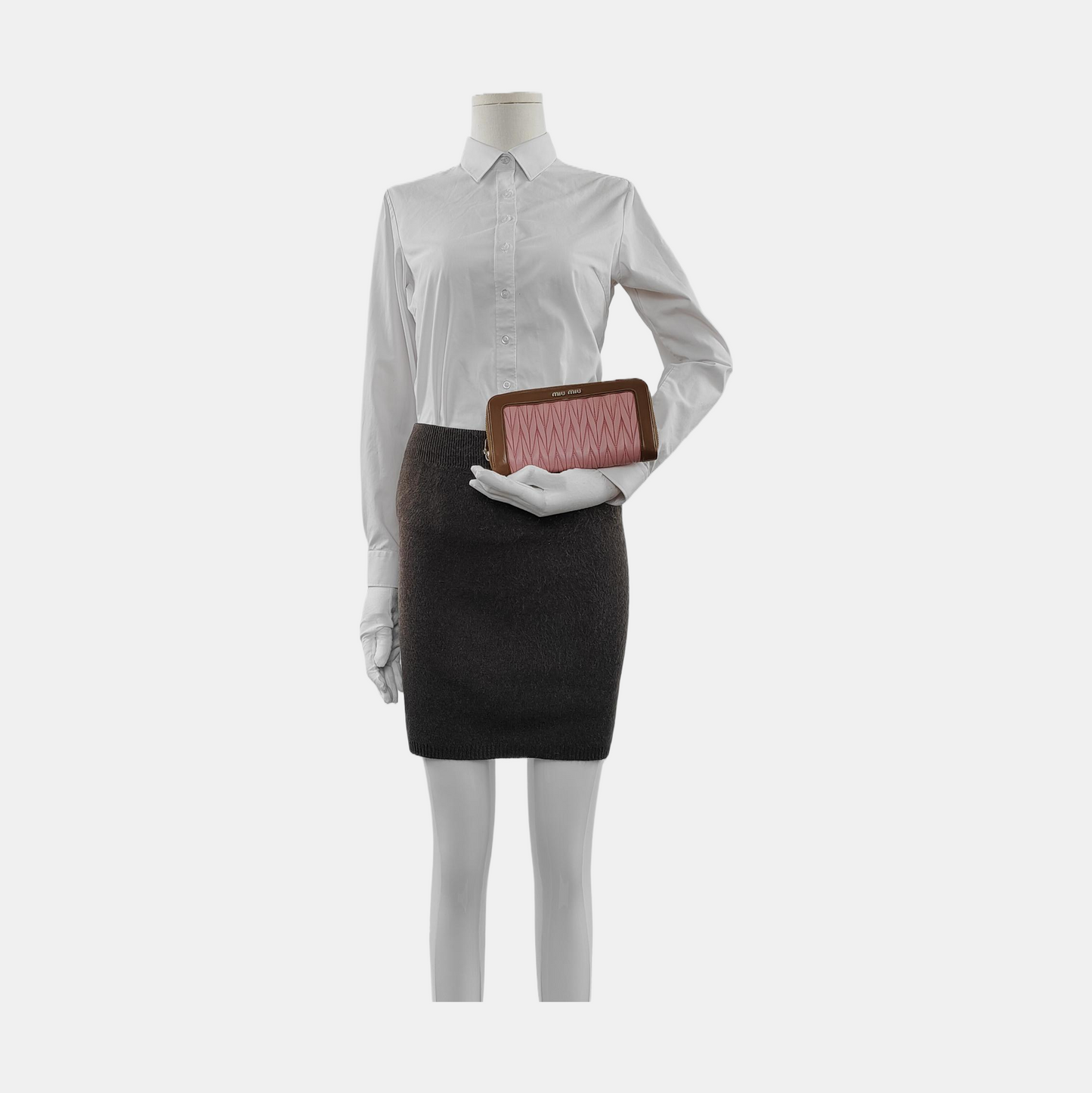 Miu Miu Pink sheepskin quilted wallet Silver Hardware-(SKU)-950469660