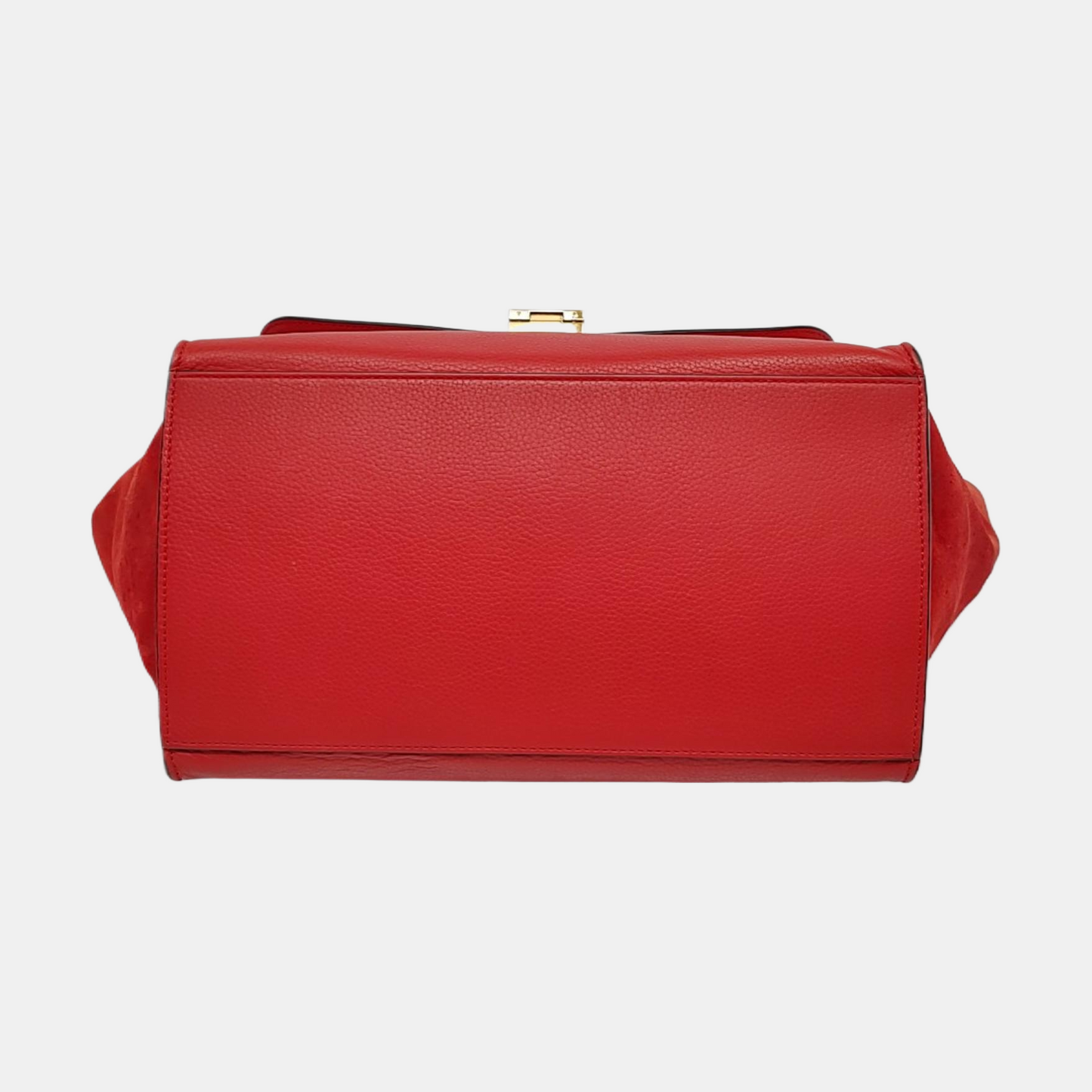 CELINE TRAPEZE Medium size Red Cowhide Swing Bag Single Shoulder Bag Handbag Golden hardware Removable shoulder strap-(SKU)-950729594