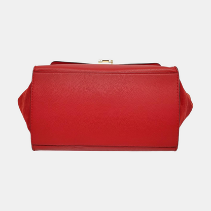 CELINE TRAPEZE Medium size Red Cowhide Swing Bag Single Shoulder Bag Handbag Golden hardware Removable shoulder strap-(SKU)-950729594