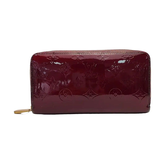 LOUIS VUITTON Burgundy Patent Leather Embossed Wallet Golden hardware-(SKU)-951021477