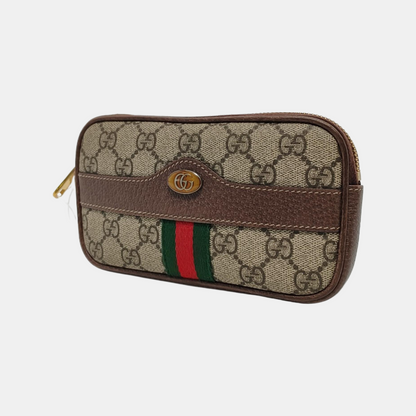 GUCCI Ophidia  Beige Coated Canvas Monogrammed Floral Print Handbag腰包/胸包 Golden hardware-(SKU)-951036127