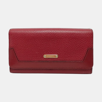 BURBERRY Red Leather Wallet Golden hardware-(SKU)-950780948