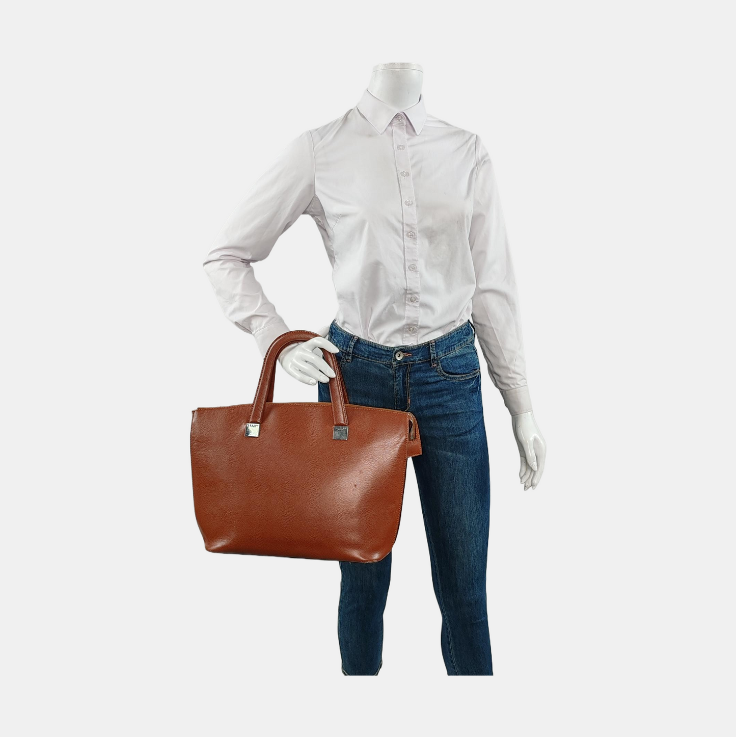 CELINE Tote bag Brown Cowhide Handbag Silver Hardware-(SKU)-951157381