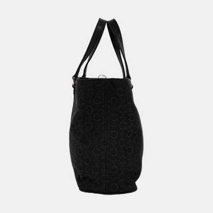 CELINE Tote bag Black Fabric Triumph Arch Embossed Handbag Single Shoulder Bag Golden hardware-(SKU)-951292788