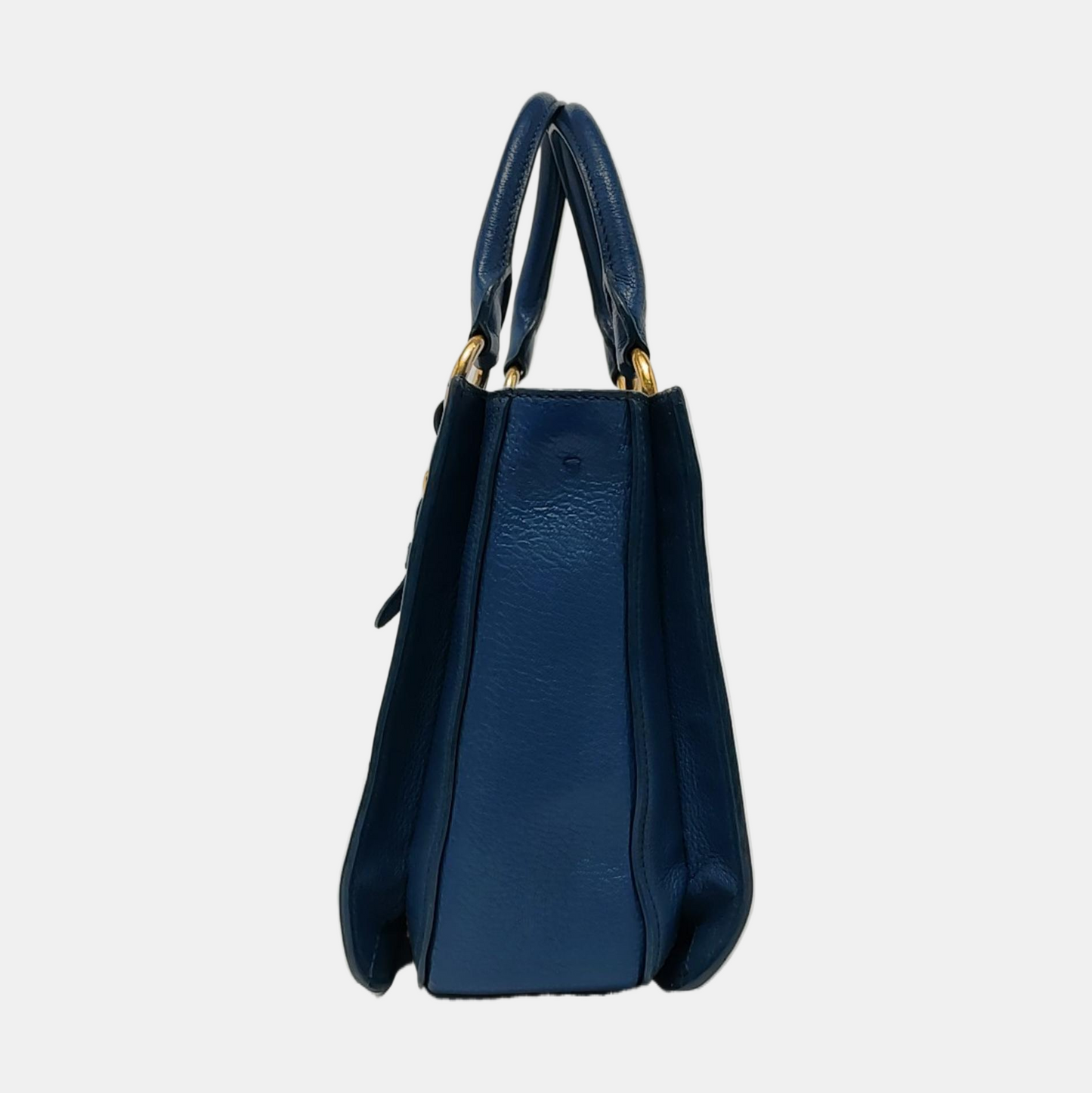 Miu Miu Tote bag Blue Cowhide Crumpled Shoulder Bag Single Shoulder Bag Crossbody Bag Golden hardware Removable shoulder strap-(SKU)-950926688