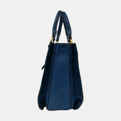 Miu Miu Tote bag Blue Cowhide Crumpled Shoulder Bag Single Shoulder Bag Crossbody Bag Golden hardware Removable shoulder strap-(SKU)-950926688