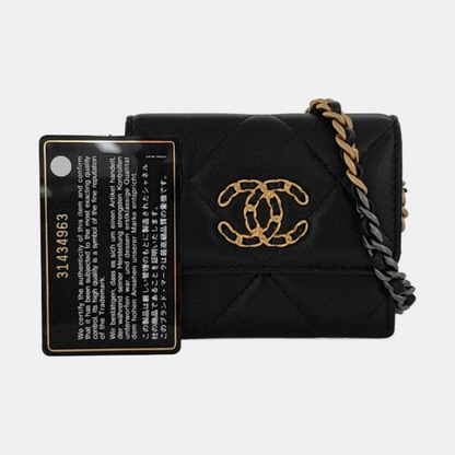 CHANEL CHANEL 19 Black Sheepskin Quilted Diamond Pattern Crossbody Bag Single Shoulder Bag Golden Silver Palladium Hardware 31 Clasp-(SKU)-951093853