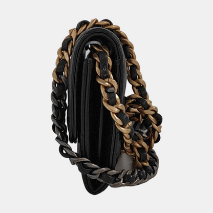 CHANEL CHANEL 19 Black Sheepskin Quilted Diamond Pattern Crossbody Bag Single Shoulder Bag Golden Silver Palladium Hardware 31 Clasp-(SKU)-951093853