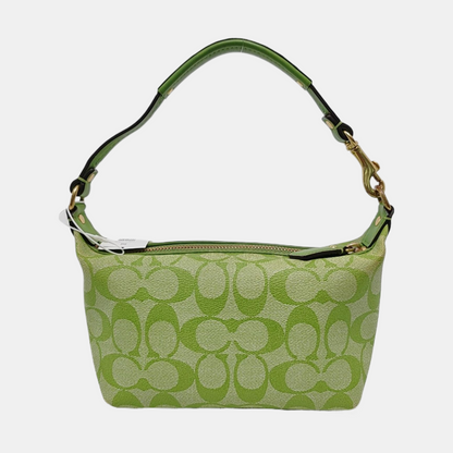 COACH Green Coated Canvas Monogram Printed Handbag Golden hardware-(SKU)-951116147