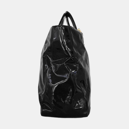 FENDI Tote bag Black漆皮双FHandheld包 Golden Silver Hardware-(SKU)-951092965