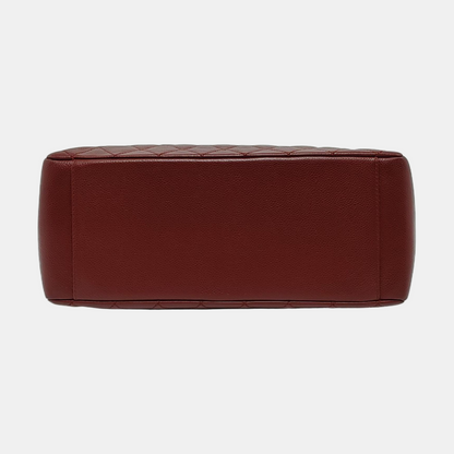 CHANEL CHANEL GST Large Red Calfskin Quilted Monogram Shoulder Bag Tote Bag Silver Hardware 18K-(SKU)-951260857