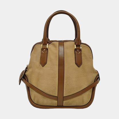 BURBERRY Milverton Khaki Leather Tote Golden hardware-(SKU)-951123220