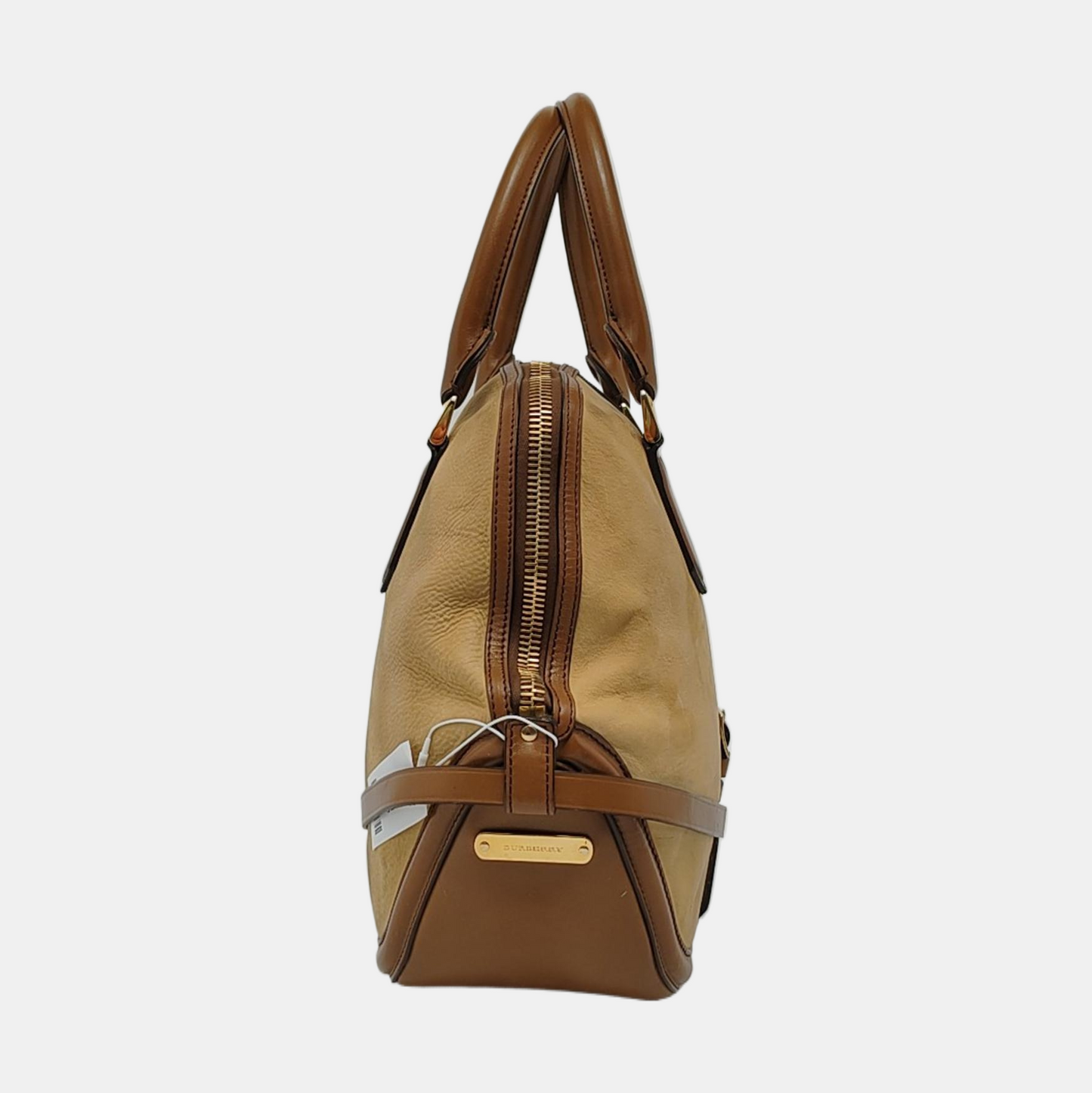 BURBERRY Milverton Khaki Leather Tote Golden hardware-(SKU)-951123220