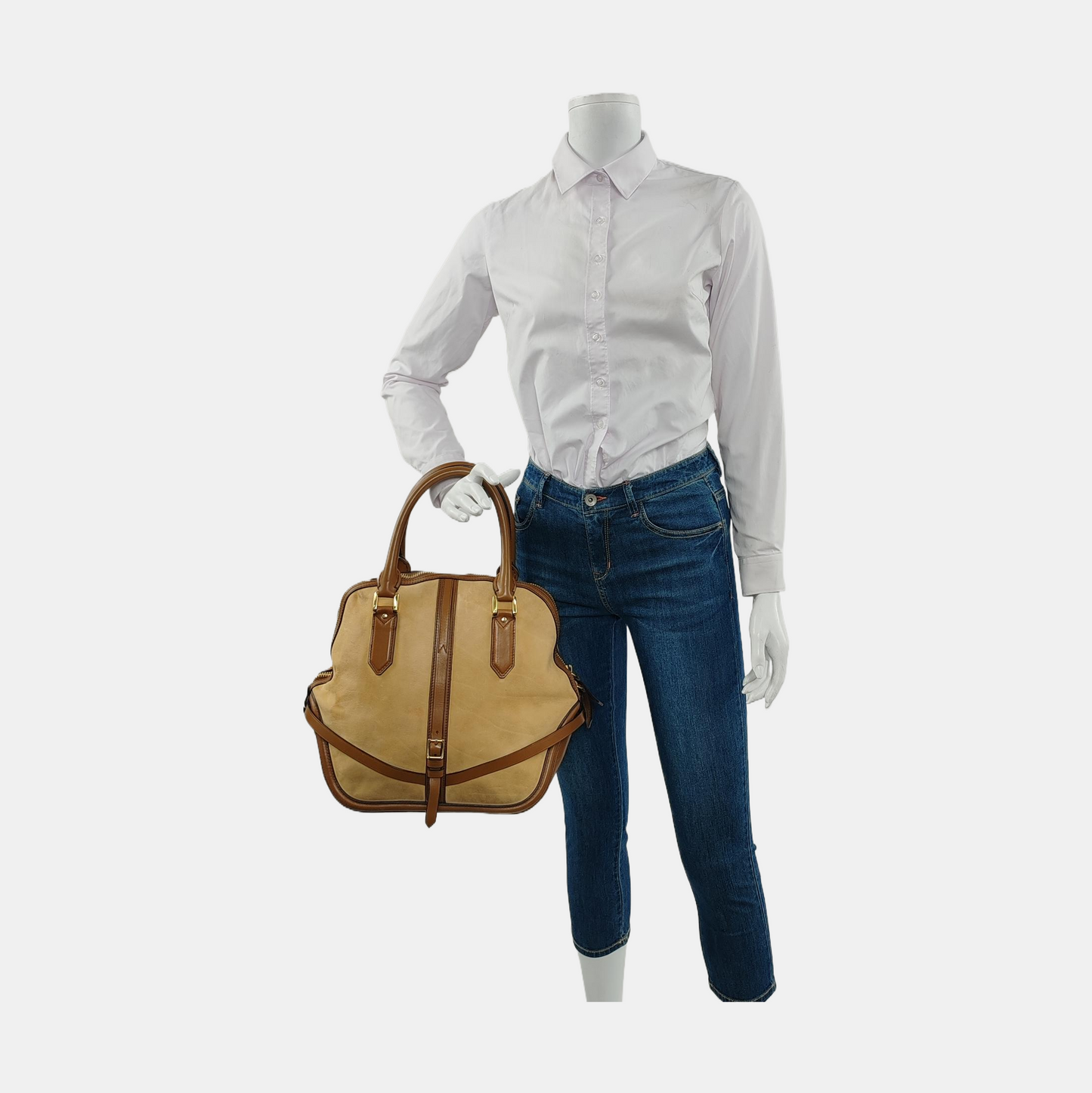 BURBERRY Milverton Khaki Leather Tote Golden hardware-(SKU)-951123220