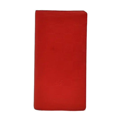 LOUIS VUITTON BRAZZA Orange Cowhide Checkered Logo Wallet Ruthenium color hardware-(SKU)-951249626