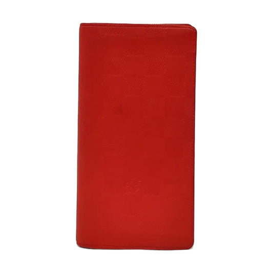 LOUIS VUITTON BRAZZA Orange Cowhide Checkered Logo Wallet Ruthenium color hardware-(SKU)-951249626